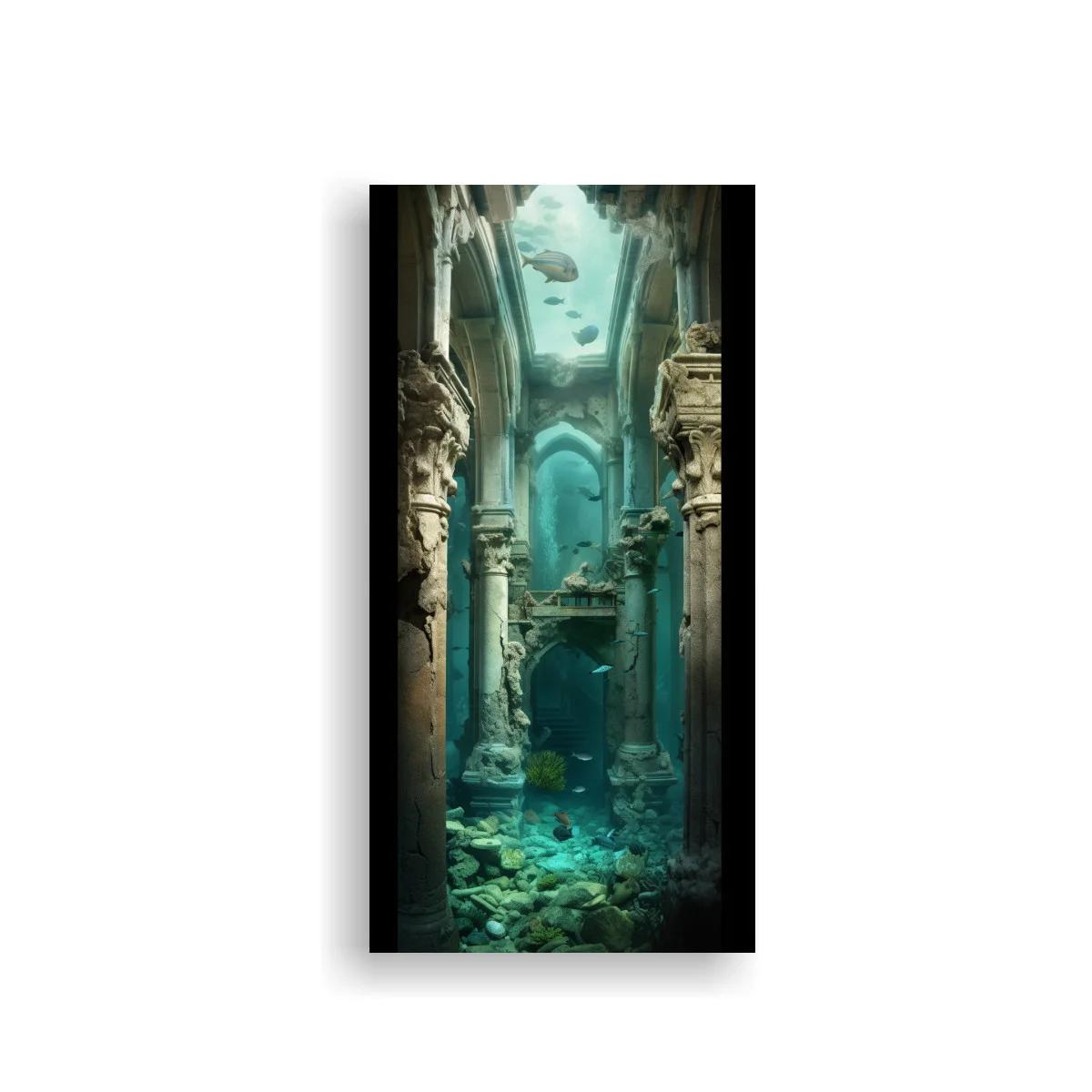 Cuadro ruinas sumergidas de un templo con peces — imagen principal