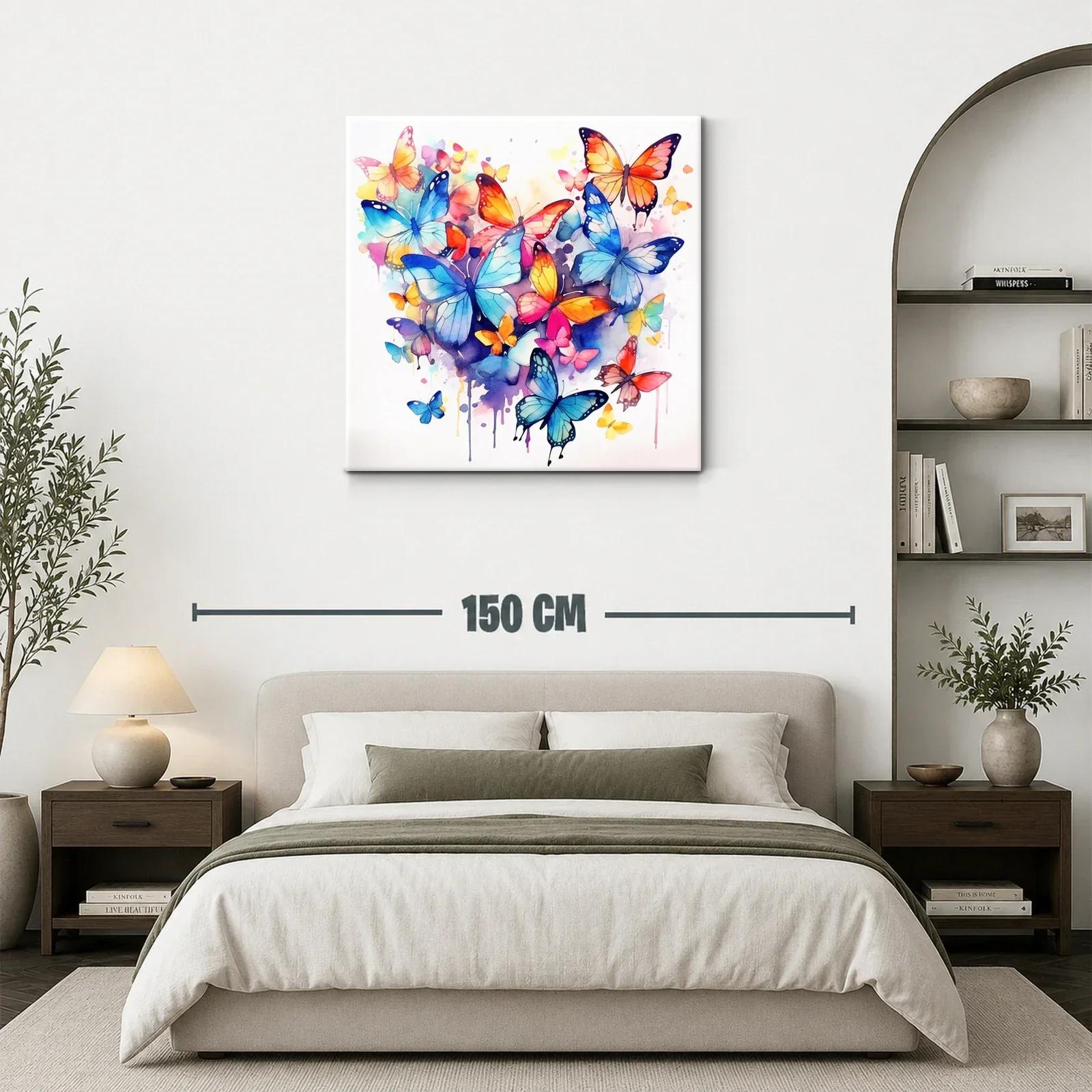 Cuadro con mariposas vibrantes en tonos azules y naranjas — miniatura 3
