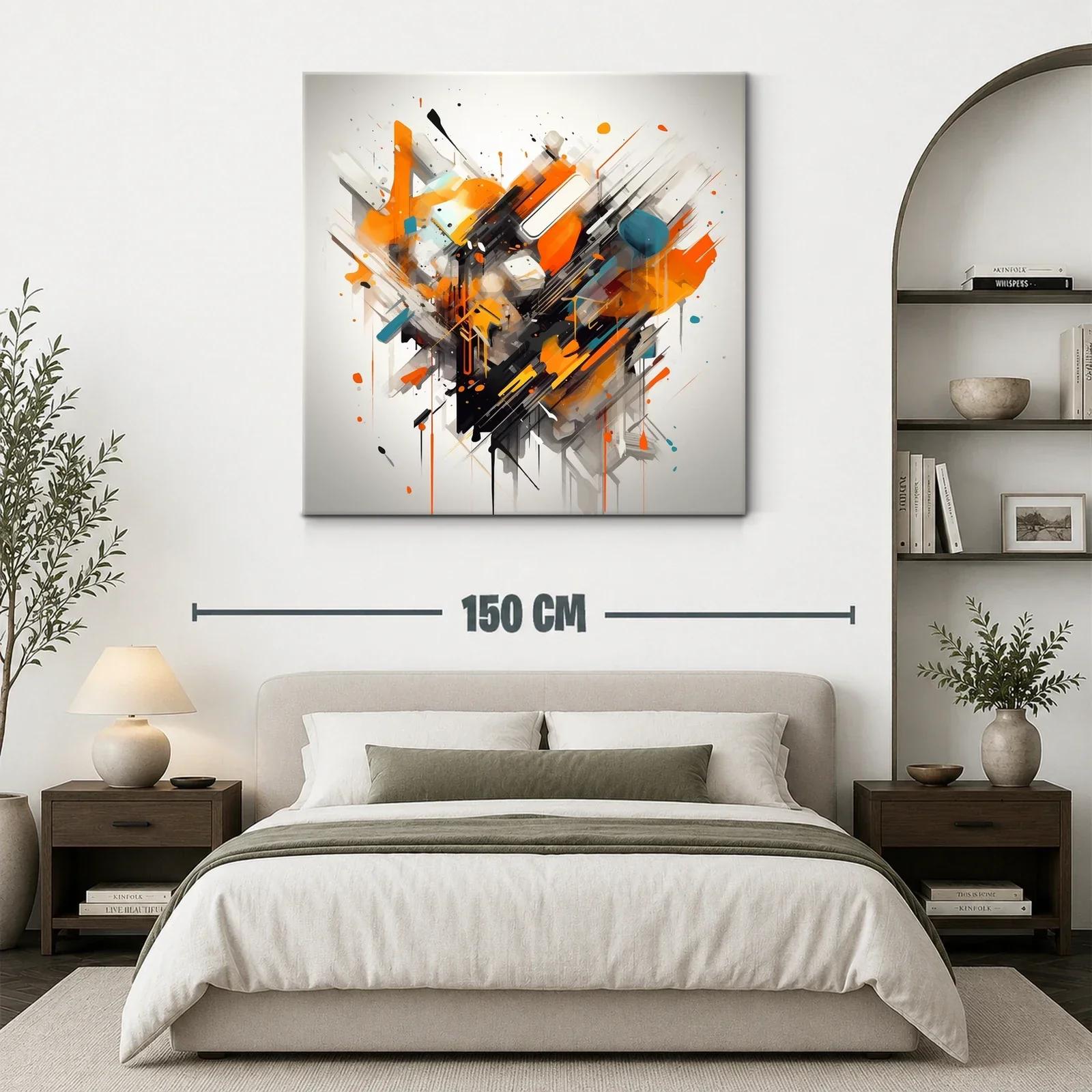 Cuadro abstracto con explosión de tonos cálidos y contrastes vibrantes — miniatura 3