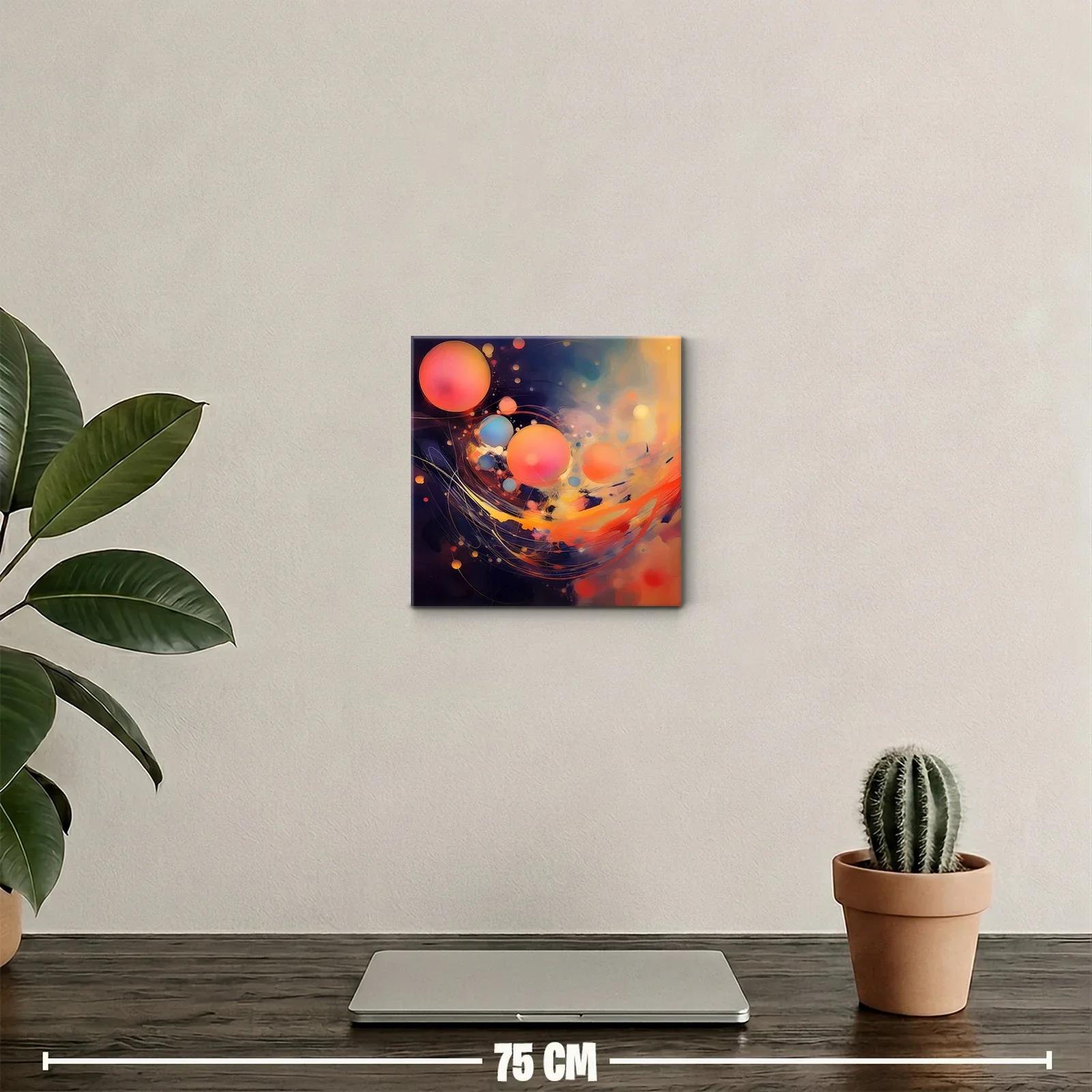 Cuadro abstracto con esferas vibrantes y dinámicas — miniatura 2