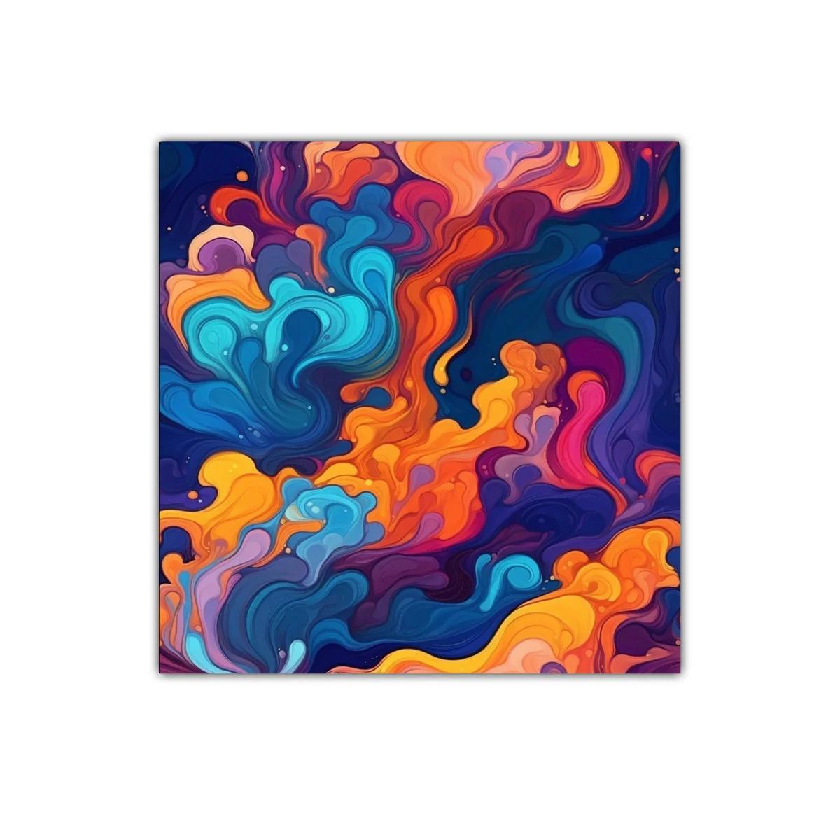 Cuadro abstracto vibrante con explosión de color y movimiento — miniatura 1