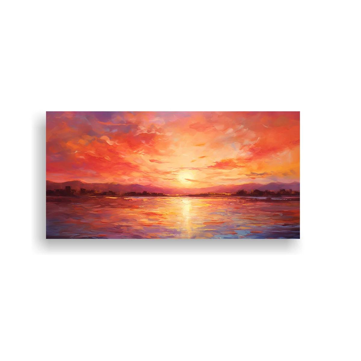 Cuadro atardecer sobre el mar con reflejo dorado — imagen principal