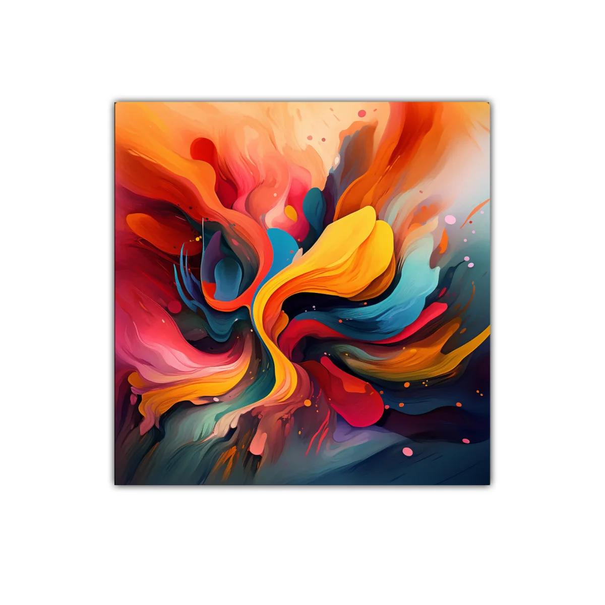 Cuadro abstracto con formas fluidas en colores vibrantes — miniatura 1