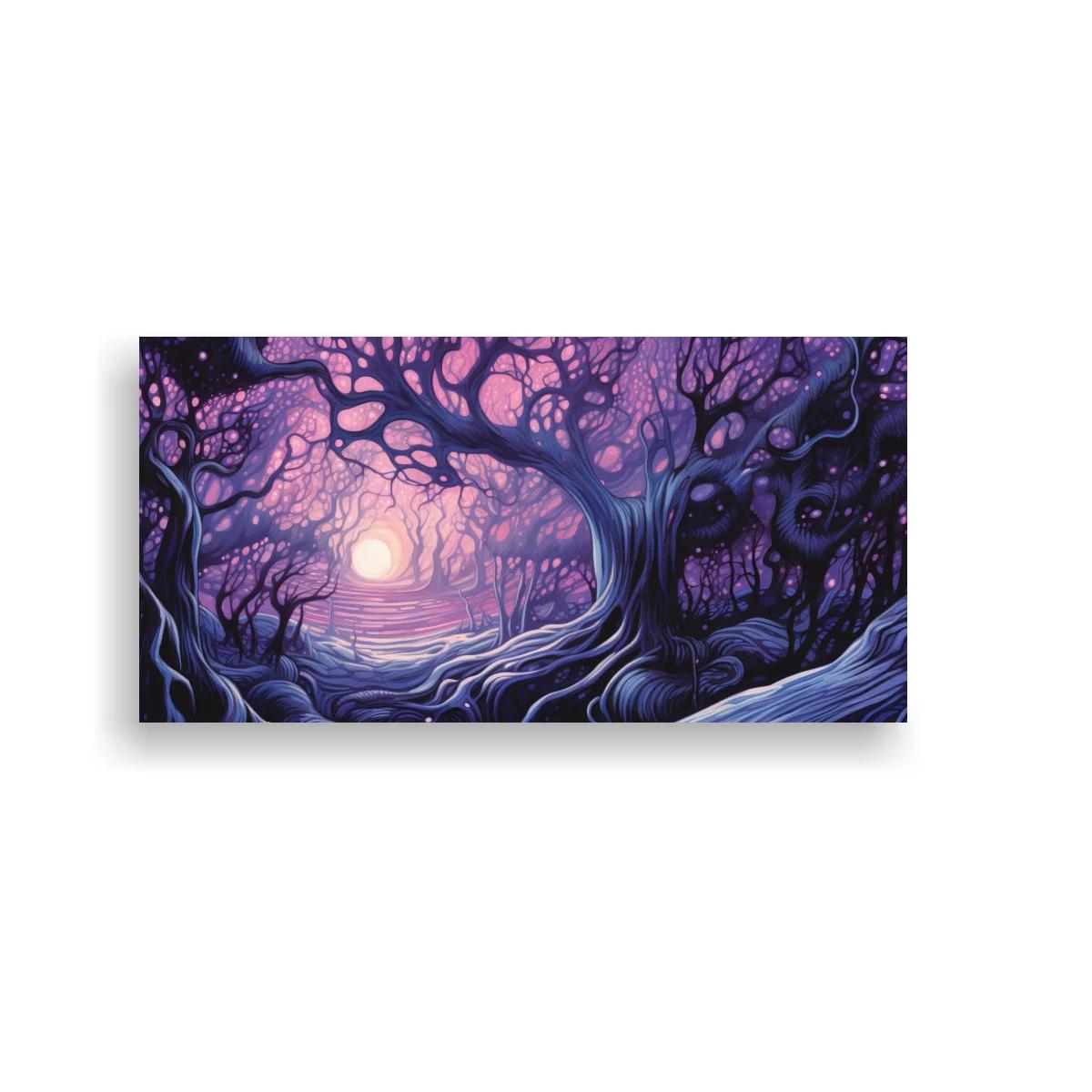Cuadro bosque de árboles retorcidos con raíces ondulantes — imagen principal