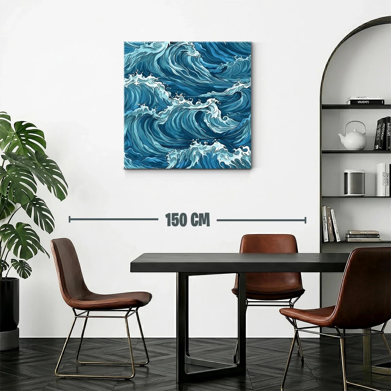 Olas dinámicas en tonos azules para ambientes modernos — miniatura 2