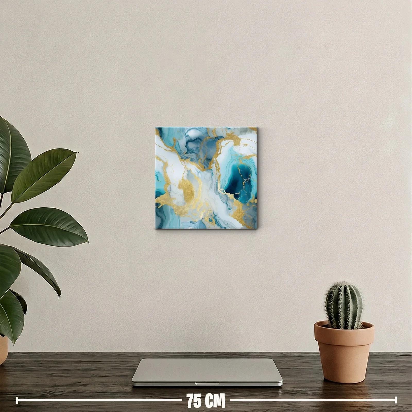 Cuadro abstracto con tonos azul y dorado elegante — miniatura 2