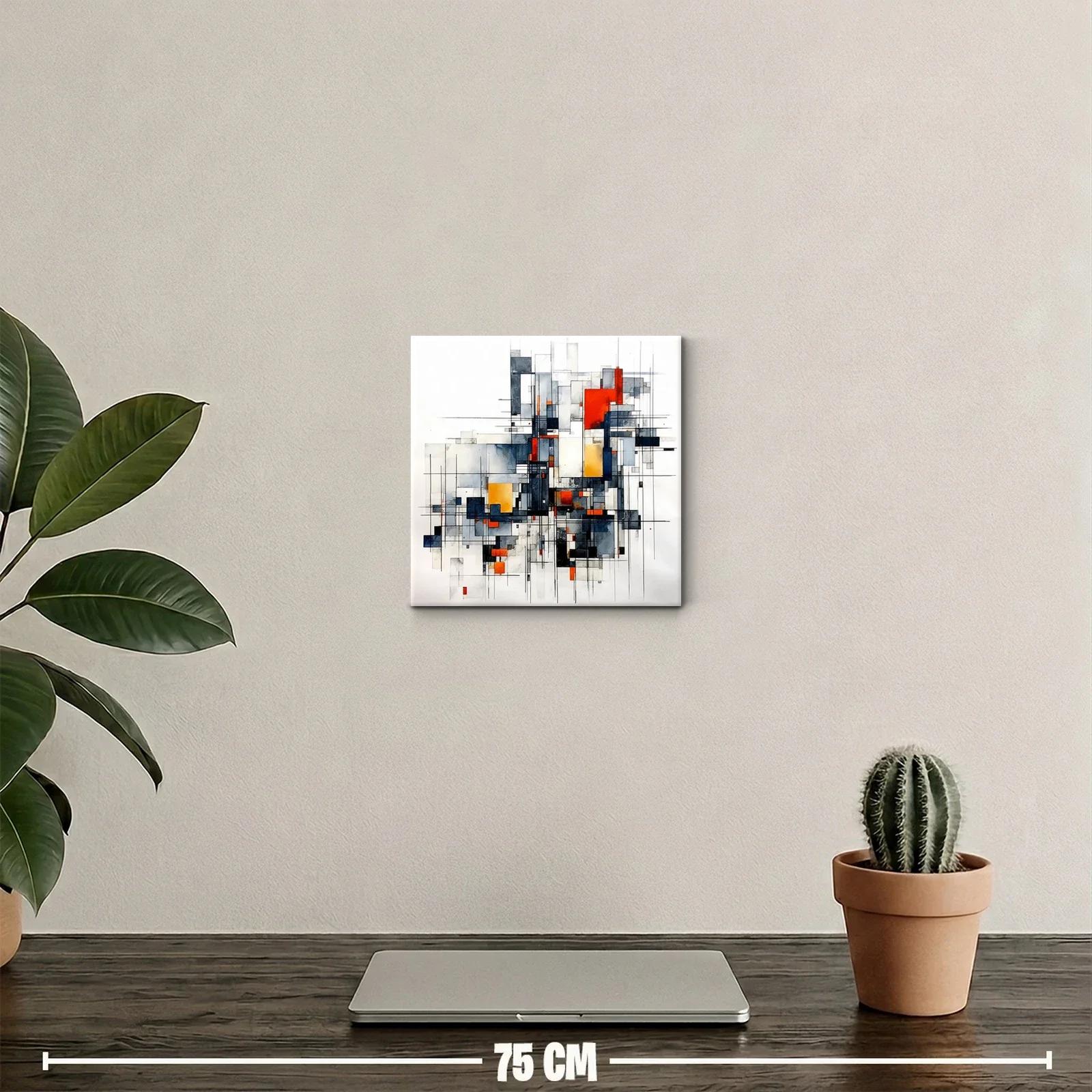 Composición geométrica en tonos grises y naranjas vibrantes — miniatura 2