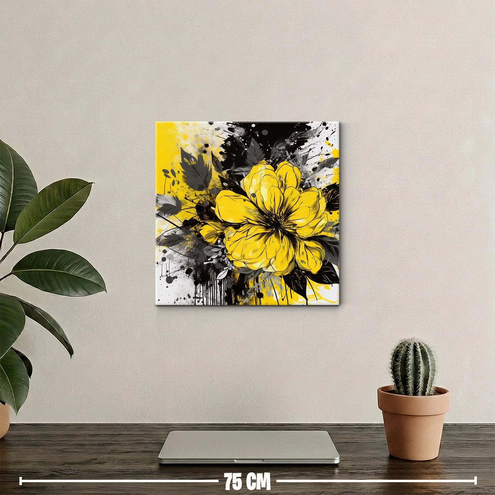Flor amarilla brillante con hojas en tonos oscuros — miniatura 2
