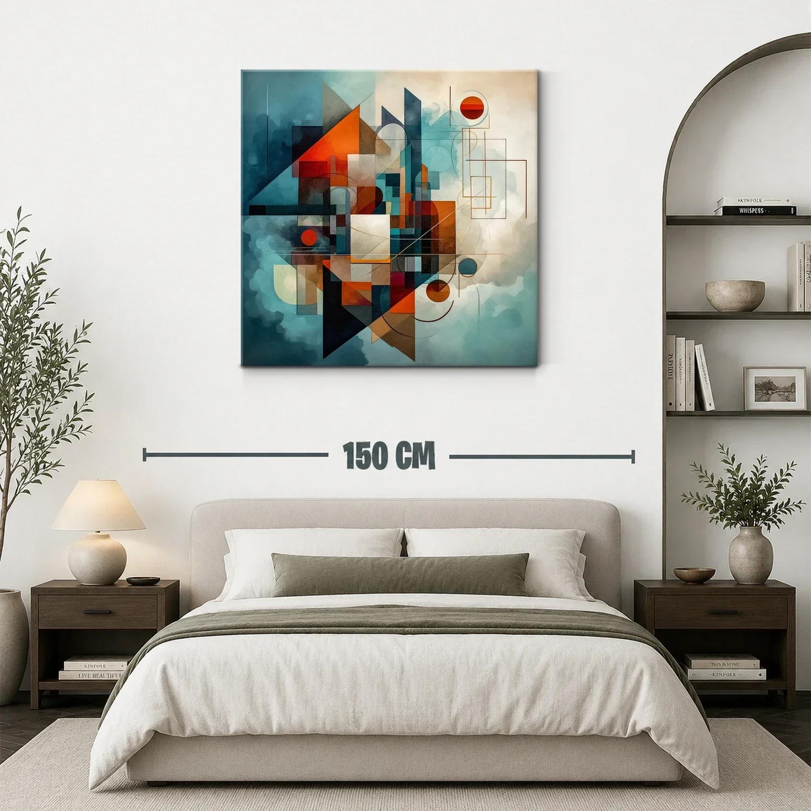 Composición geométrica abstracta en tonos cálidos y fríos — miniatura 3