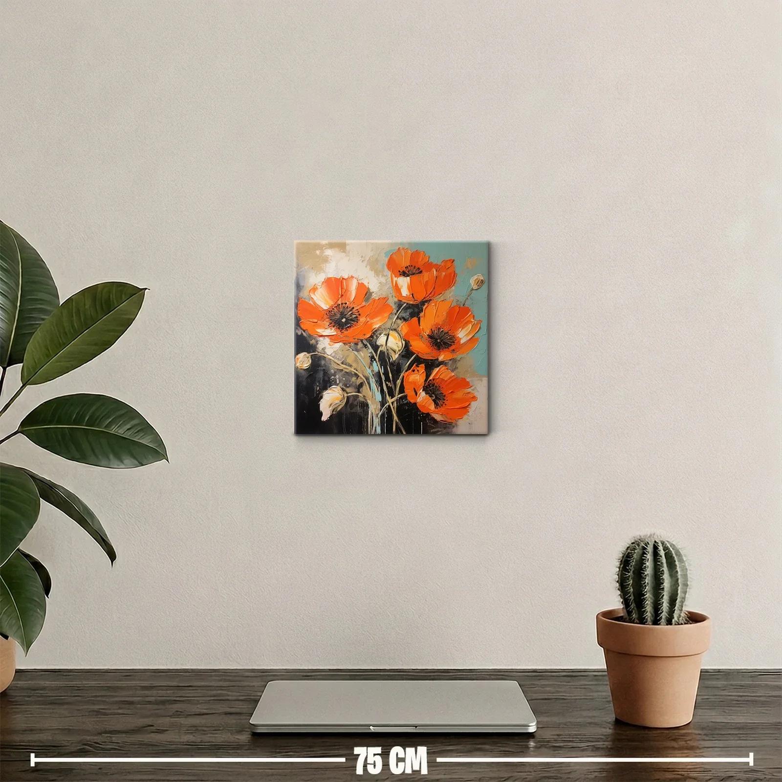 Cuadro con amapolas vibrantes en tonos naranja y tierra — miniatura 2