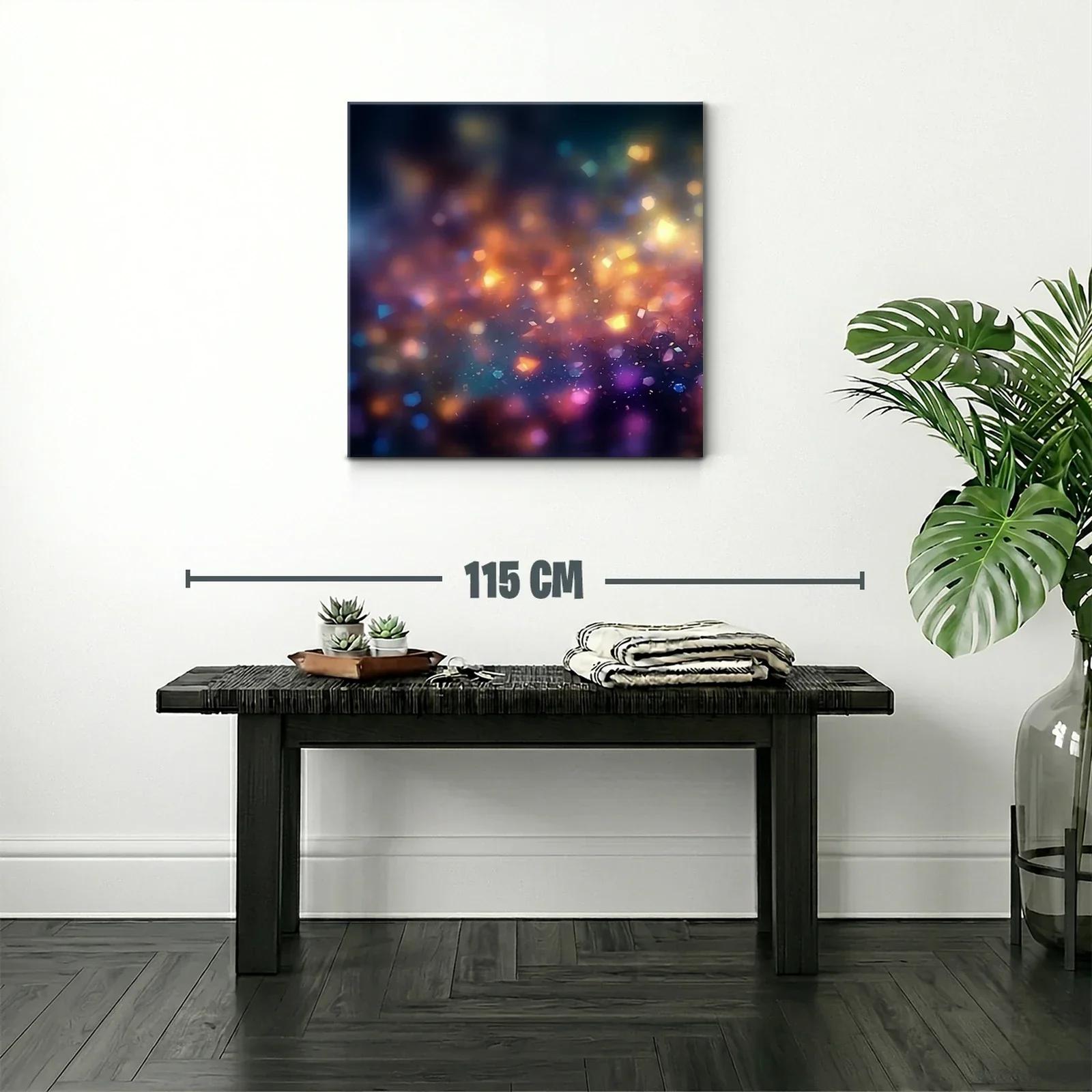 Cuadro abstracto luces difusas en tonos cálidos y fríos — miniatura 2