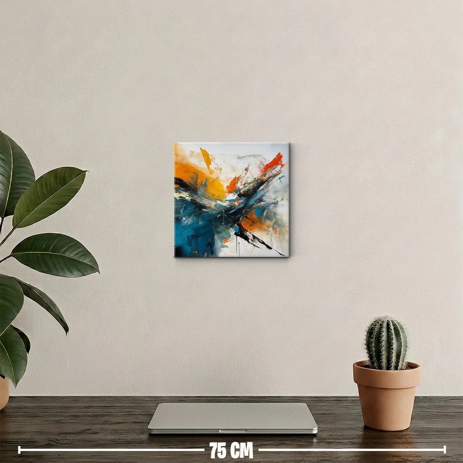 Cuadro abstracto con explosión de colores intensos y dinámicos — miniatura 2