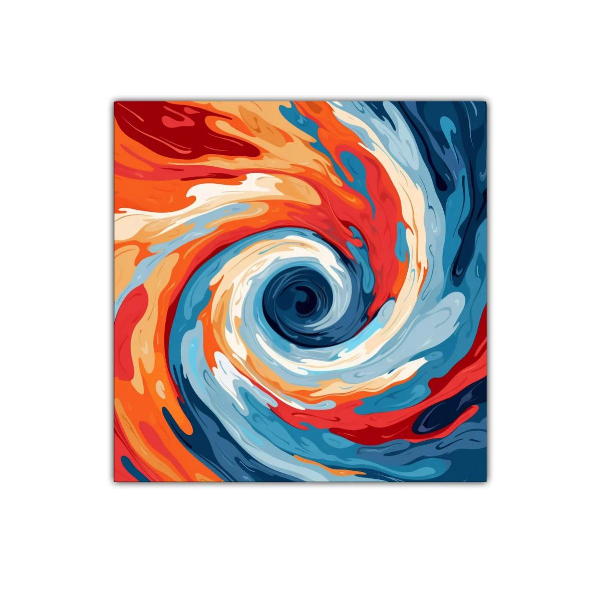 Cuadro decorativo espiral vibrante en tonos cálidos y azules — miniatura 1