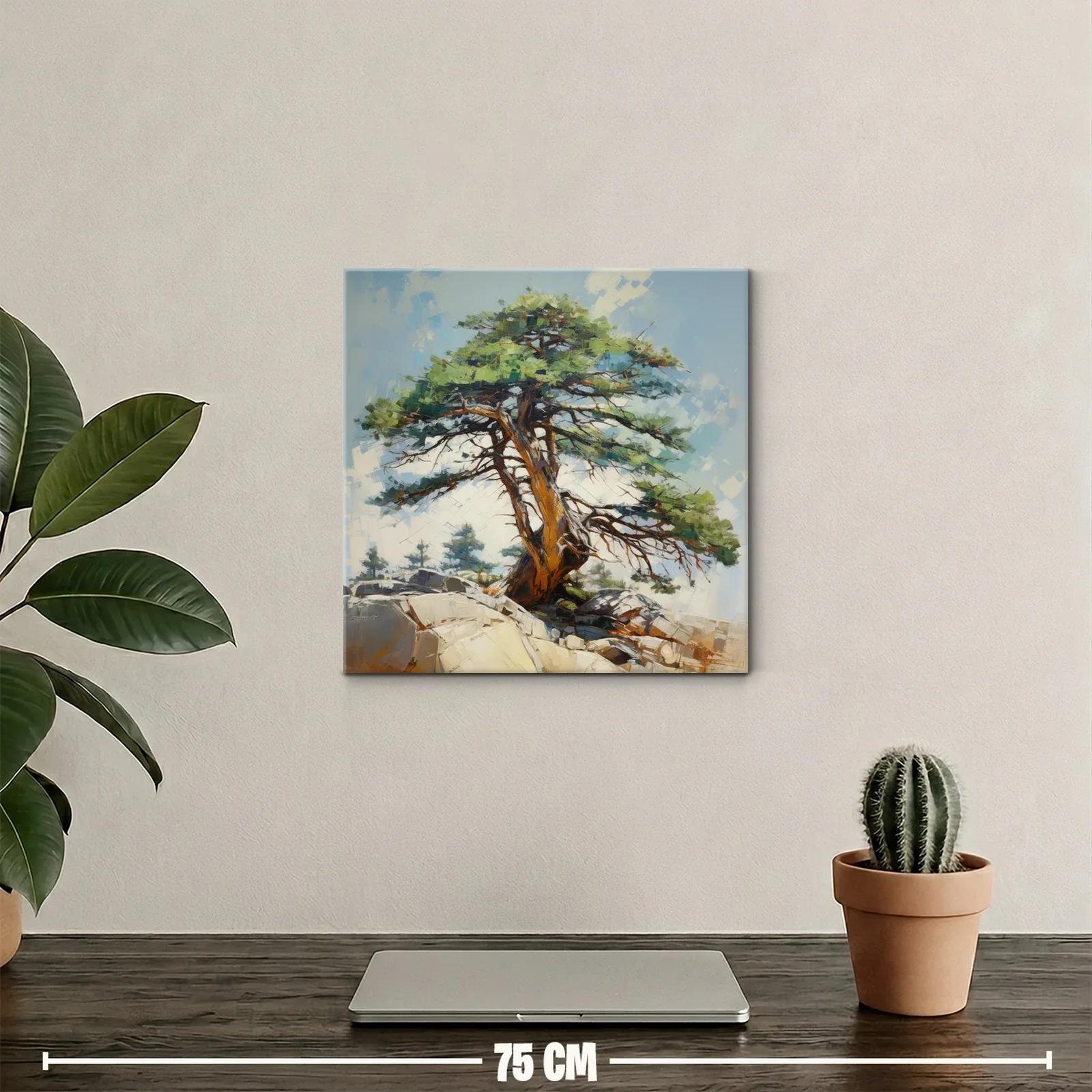 Árbol solitario en paisaje rocoso con cielo azul claro — miniatura 2